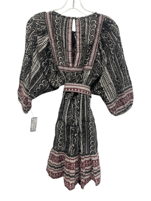 Cleobella Size XS Black, Red, White Cotton Long Sleeve All Over Print Dress Black, Red, White / XS