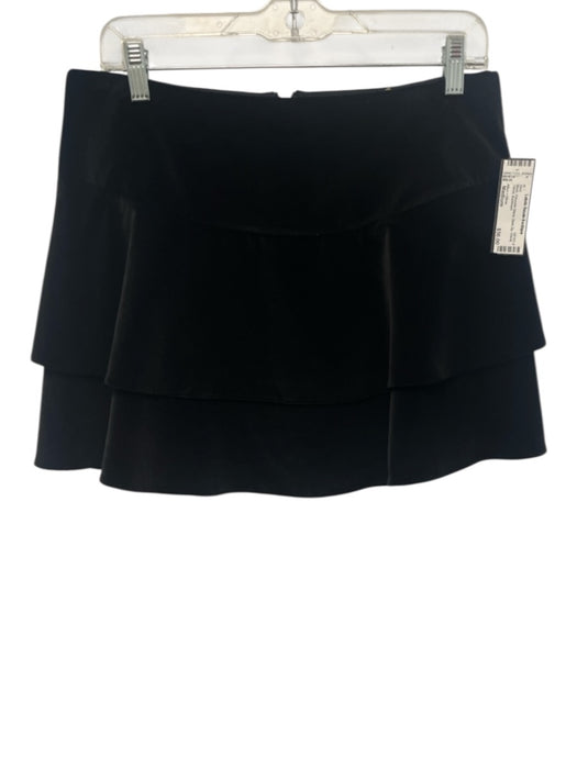 Alice + Olivia Size Medium Black Polyester Blend Back Zip Velvet Tiered Skirt Black / Medium