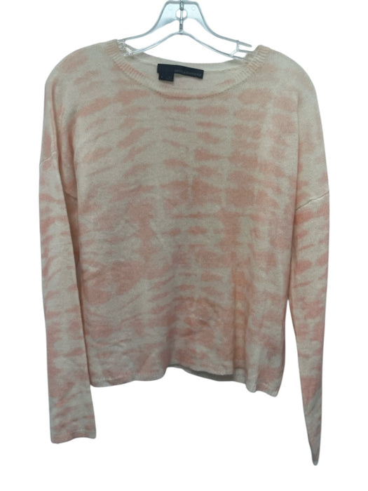 360 Cashmere Size Small Pink & White Cashmere Long semi sheer sleeves Sweater Pink & White / Small