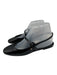 Larroude Shoe Size 7.5 Black Patent Leather Square Toe Slingback Logo Flats Black / 7.5