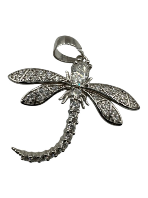Silver & Clear 925 Silver Moissanite Dragon Fly Bail Charms Silver & Clear