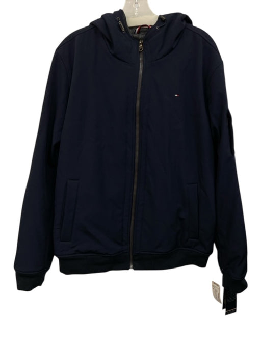 Tommy Hilfiger Size XL Navy Blue Synthetic Solid Zip UP Men's Jacket Navy Blue / XL