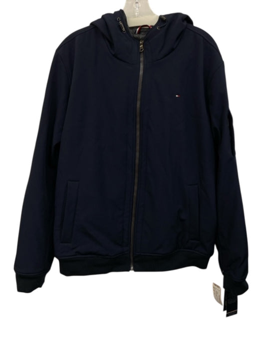 Tommy Hilfiger Size XL Navy Blue Synthetic Solid Zip UP Men's Jacket Navy Blue / XL
