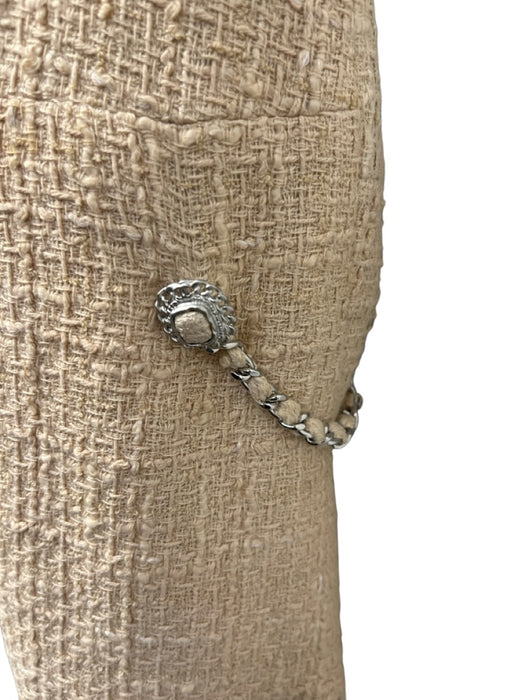 Chanel Size 44 Beige Cotton Blend Chain Detail Side Slits Above Knee Skirt Beige / 44