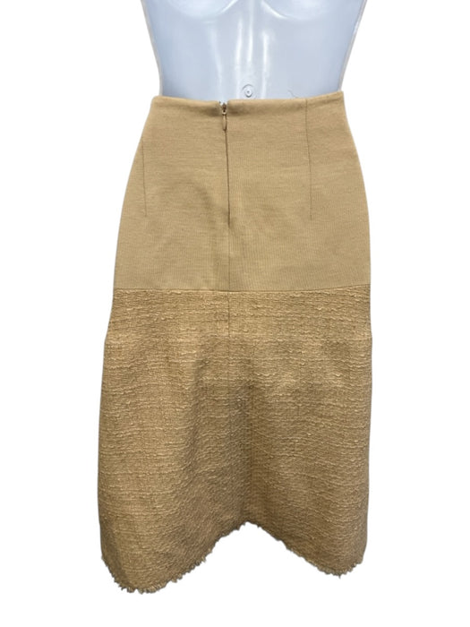 Chanel Size 44 Beige Cotton Blend Chain Detail Side Slits Above Knee Skirt Beige / 44