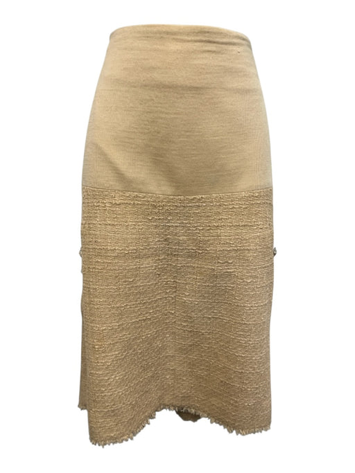 Chanel Size 44 Beige Cotton Blend Chain Detail Side Slits Above Knee Skirt Beige / 44
