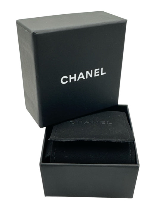 Chanel Pale Gold Plated Logo Post Back Huggie Earrings Pale Gold