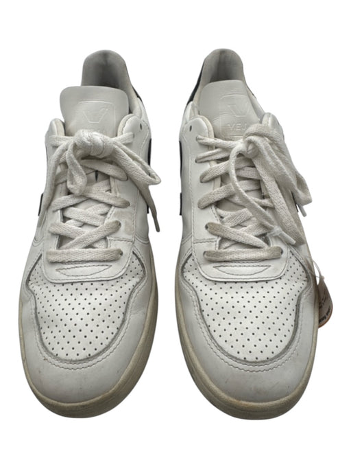 Veja Shoe Size 9 AS IS White & Black Leather Solid Sneaker Men's Shoes White & Black / 9