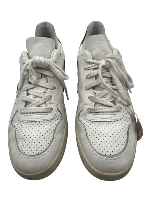 Veja Shoe Size 9 AS IS White & Black Leather Solid Sneaker Men's Shoes White & Black / 9