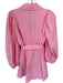 Bardot Size S Bubblegum Cotton Button Up Belt Inc Long Sleeve Mini Dress Bubblegum / S