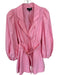 Bardot Size S Bubblegum Cotton Button Up Belt Inc Long Sleeve Mini Dress Bubblegum / S
