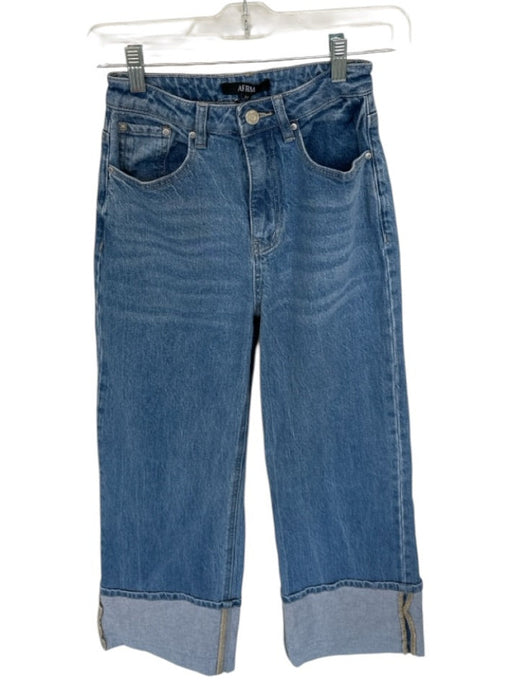 AFRM Size 24 Medium Wash Cotton & Spandex Cuffed Straight Button & Zip Jeans Medium Wash / 24
