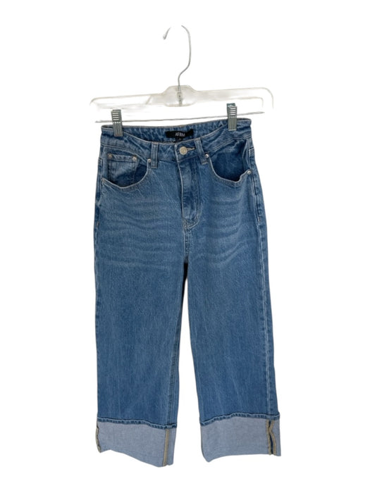AFRM Size 24 Medium Wash Cotton & Spandex Cuffed Straight Button & Zip Jeans Medium Wash / 24