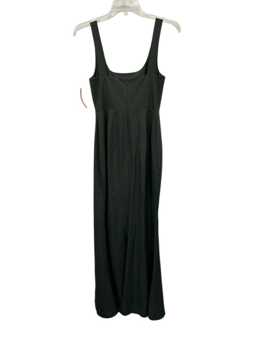 BHLDN Size 2 Dark Green Polyester Blend Sleeveless Square Neck Front Slit Gown Dark Green / 2