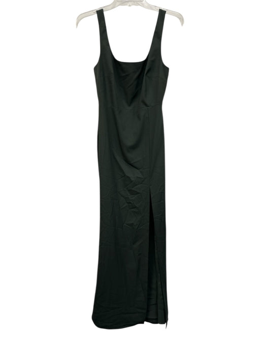 BHLDN Size 2 Dark Green Polyester Blend Sleeveless Square Neck Front Slit Gown Dark Green / 2