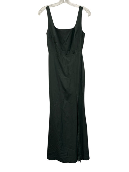 BHLDN Size 4 Dark Green Polyester Blend Sleeveless Square Neck Front Slit Gown Dark Green / 4