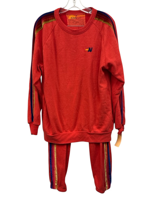 Aviator Nation Size S/M Red Orange Cotton Blend Elastic Waistband Sweat Pant Set Red Orange / S/M