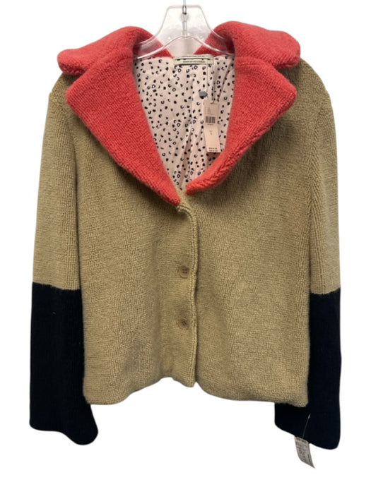 Aldo Martins Size S Beige, black & pink Wool Blend Boucle Color Block Jacket Beige, black & pink / S