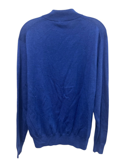 Peter Millar Size M Blue Merino Wool Solid Quarter Zip Men's Sweater Blue / M
