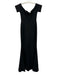 Lulus Size S Black Polyester Split Neck Cap Sleeve Floor Length Zip Back Dress Black / S