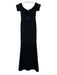 Lulus Size S Black Polyester Split Neck Cap Sleeve Floor Length Zip Back Dress Black / S