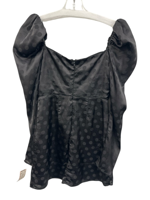 Lovers + Friends Size XS Black Polyester Polka Dots Puff Sleeve Zip Back Dress Black / XS