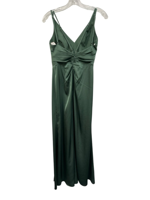 Azazie Size A8 Green Zip Back Leg Slit Pintuck Detail Adjustable Strap Dress Green / A8
