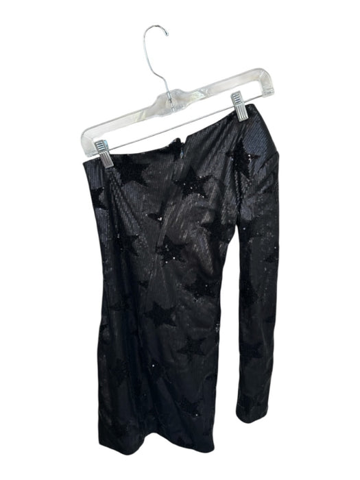 R+A Size 0 Black Polyester Sequins Stars Off Shoulder Mini Dress Black / 0