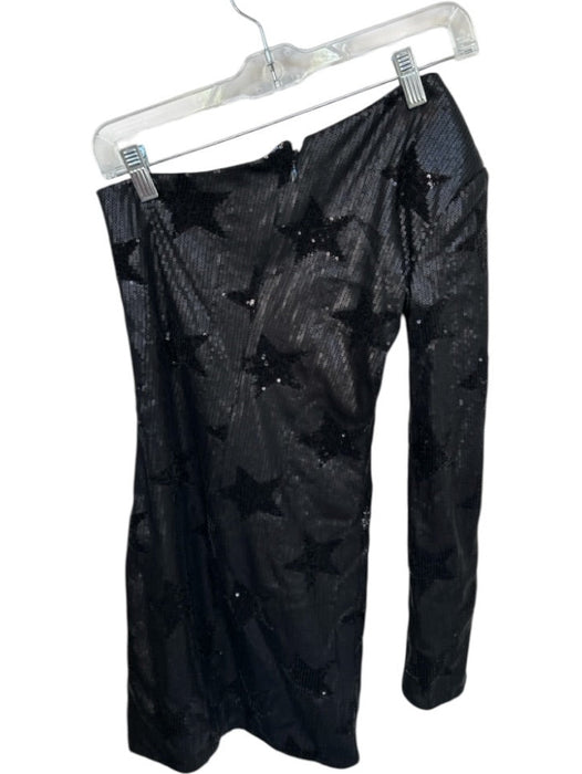 R+A Size 0 Black Polyester Sequins Stars Off Shoulder Mini Dress Black / 0