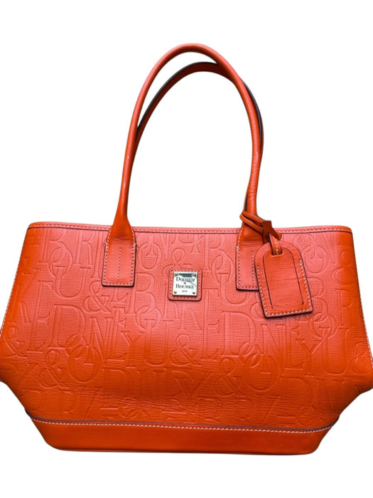 Dooney & Bourke Orange Leather Tote Tag Charm Zipper Detail Logo Detail Purse Orange / Medium