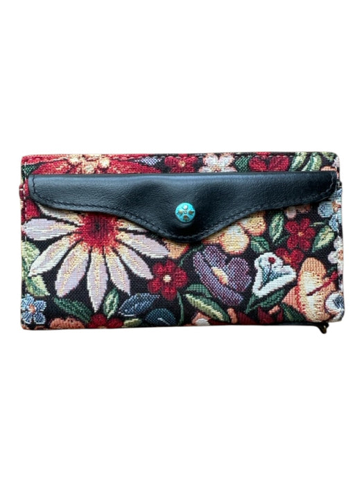 Patricia Nash Black & Multi Canvas & Leather Floral Embroidered Wallets Black & Multi