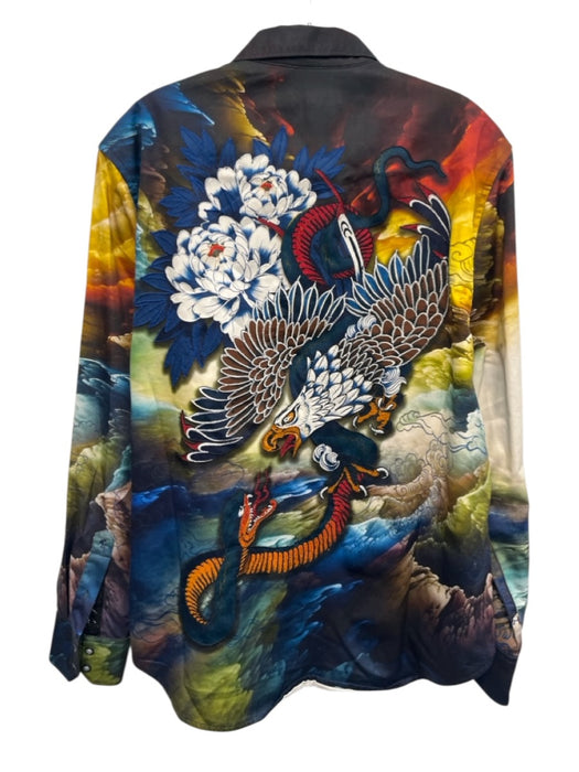 Robert Graham Size L White & Multi Cotton Sky Embroidered Long Sleeve Shirt White & Multi / L