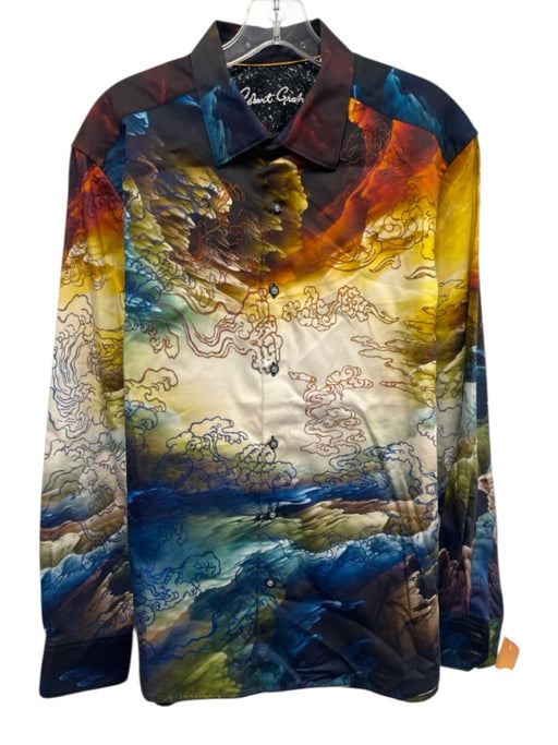 Robert Graham Size L White & Multi Cotton Sky Embroidered Long Sleeve Shirt White & Multi / L