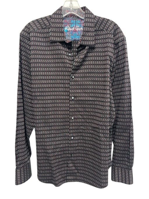 Robert Graham Size L Black & Red Cotton Abstract Button Up Long Sleeve Shirt Black & Red / L