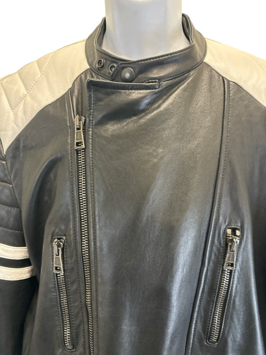 Polo Size XL Black & White Lamb Solid Vintage Zipper Men's Jacket Black & White / XL