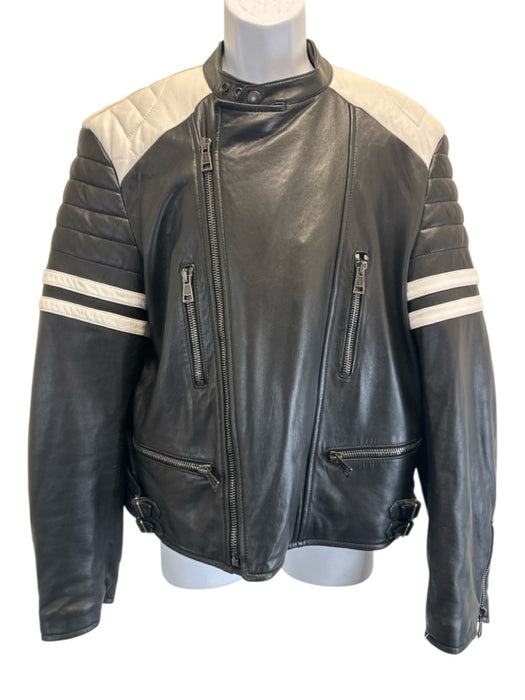 Polo Size XL Black & White Lamb Solid Vintage Zipper Men's Jacket Black & White / XL