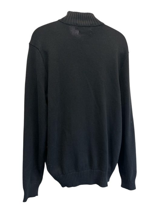 Polo Size L Black Cotton Solid Quarter Zip Men's Sweater Black / L