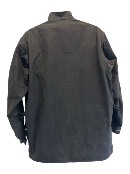 Barbour Size Est XL Black Waxed Cotton Solid Buckle Detail Zipper Men's Jacket Black / Est XL
