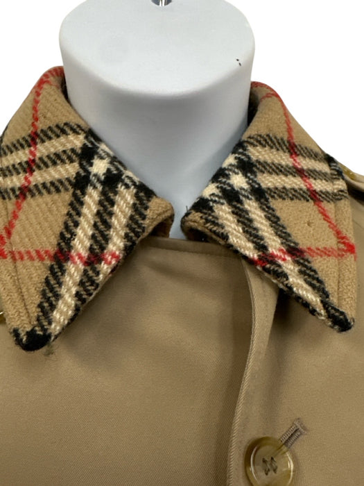 Burberrys Size 14 Khaki Cotton Blend Button Front Detachable Lining Trench Coat Khaki / 14