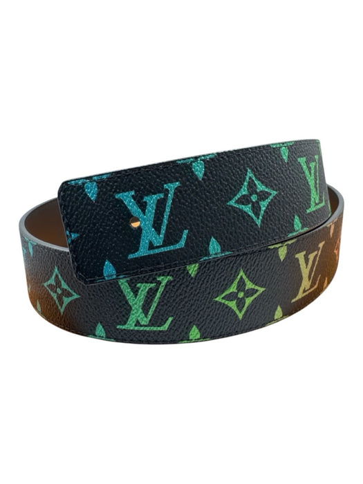Louis Vuitton Black & Multi Leather logo Box Inc. Men's Belt Black & Multi