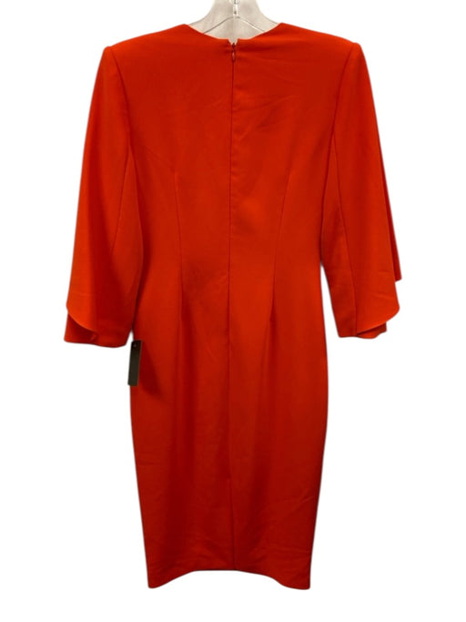 Badgley Mischka Size 4 Orange Polyester Blend V Neck Cape Shoulder Pads Dress Orange / 4