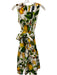Samantha Sung Size 2 White, Green & Yellow Cotton Blend Botanical Print Dress White, Green & Yellow / 2