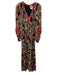 Farm Rio Size XS Black & Multi Viscose Long Balloon Sleeve Abstract Birds Dress Black & Multi / XS