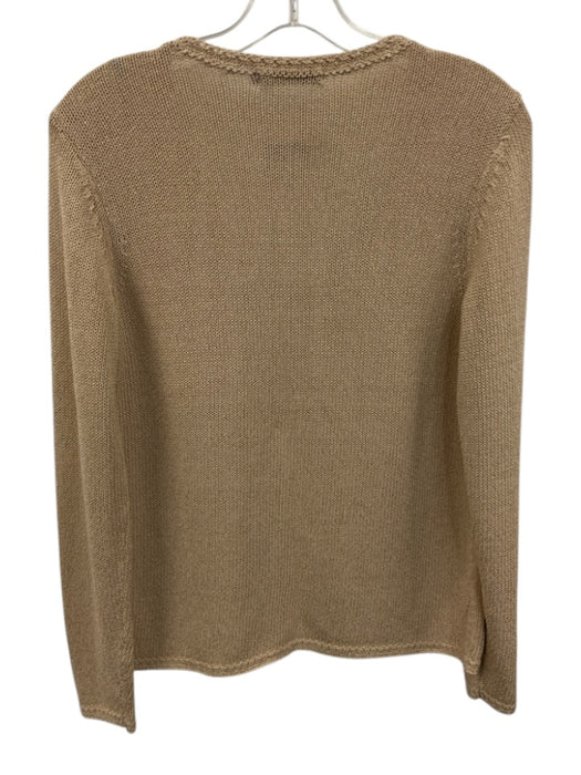 J. McLaughlin Size S Beige Cotton Blend Knit V Neck Pullover Sweater Beige / S