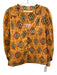 Marie Oliver Size S Orange & Multi Ramie Blend Ikat Long Balloon Sleeve Top Orange & Multi / S