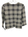 Vince Size M Navy Blue & White Cotton Blend Crosshatching Knit 3/4 Sleeve Top Navy Blue & White / M