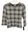 Vince Size M Navy Blue & White Cotton Blend Crosshatching Knit 3/4 Sleeve Top Navy Blue & White / M