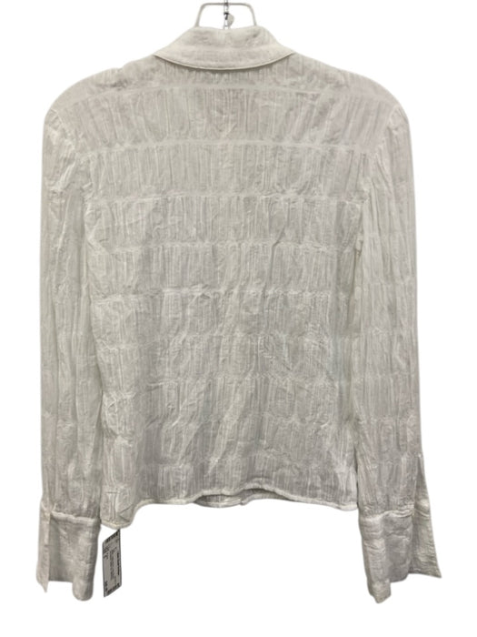 Frame Size S White Cotton Blend Long Sleeve Scrunched Button Up Gathering Top White / S