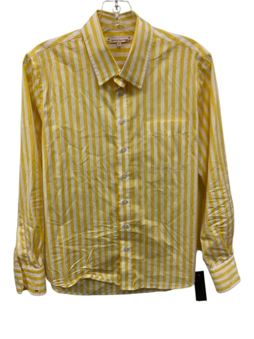 Frances Valentine Size XS White & yellow Cotton Striped Long Sleeve Shirt Top White & yellow / XS