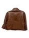 Lamarque Size S Brown Lamb leather Snap Button Front 1/2 Balloon Sleeve Top Brown / S